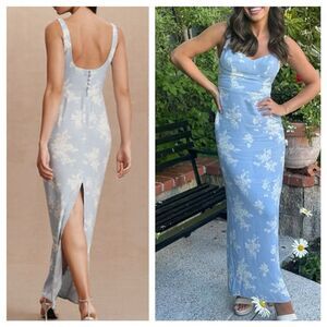 Reformation Maxi Dress Floral Light Blue White Reverie Sleeveless Slip size 2